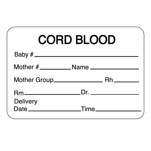Nevs Label, Cord Blood 2" x 3" White w/Black LBW-0024 - main